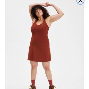 Girlfriend Collective Mahogany Lola V-Neck Dress Large